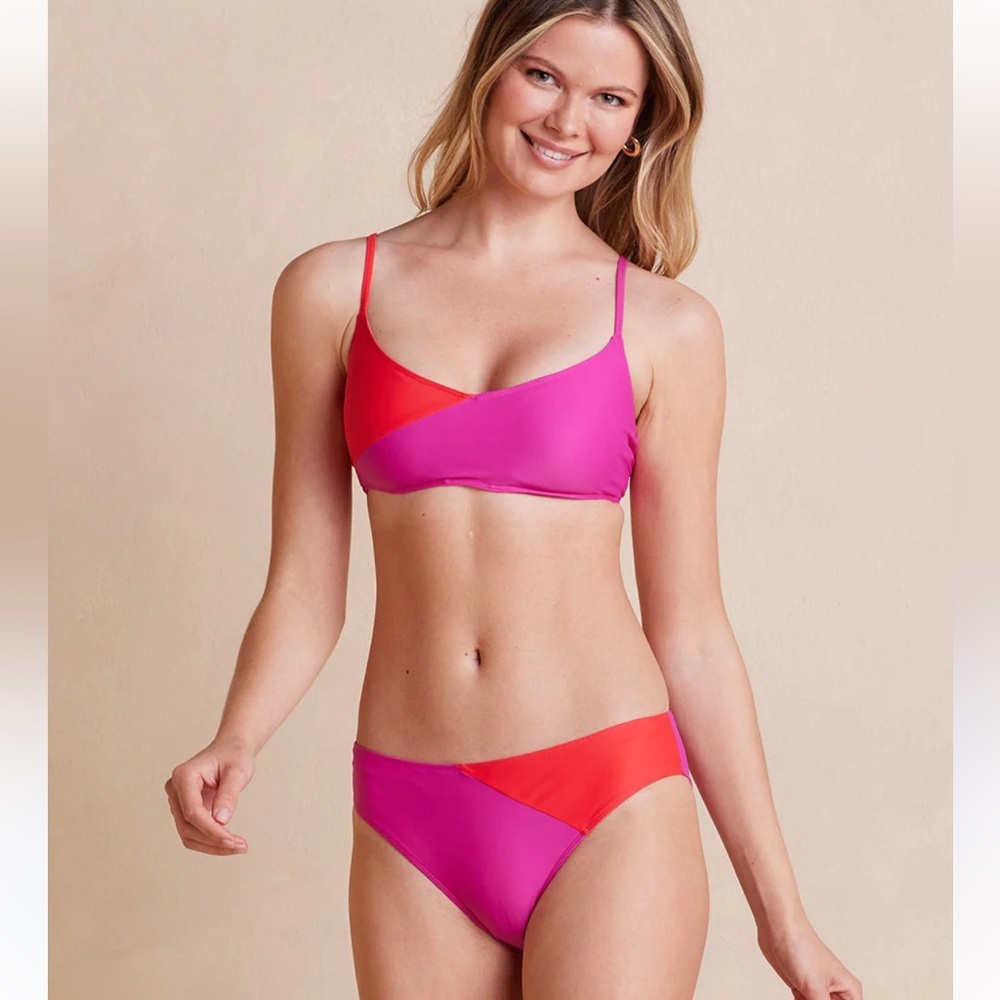 Summersalt Colorblock Pink and Red Bralette, worn once